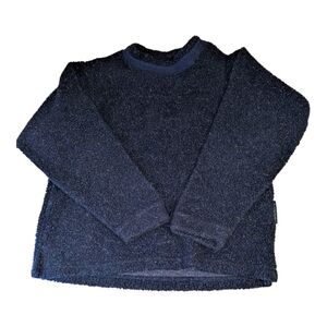 Vintage Columbia Sherpa Fleece Pullover Kids 10/12 Made in USA Navy Blue 90s VTG